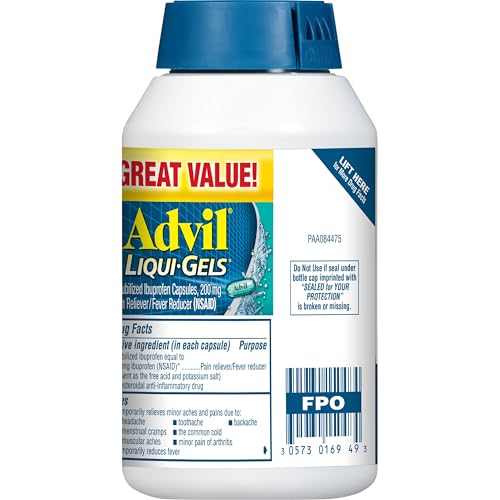 Advil Liqui-Gels Pain Reliever and Fever Reducer, Pain Medicine for Adults with Ibuprofen 200mg for Headache, Backache, Menstrual Pain and Joint Pain Relief - 200 Capsules, Advil PM Ibuprofen - 2 Ct Advil uk supplements