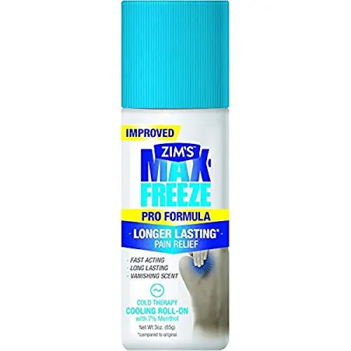 Zim's Max Freeze Pro Formula Longer Lasting Pain Relief Cold Therapy Cooling Roll-On 3 Oz. (Pack of 3) Wutsar uk supplements