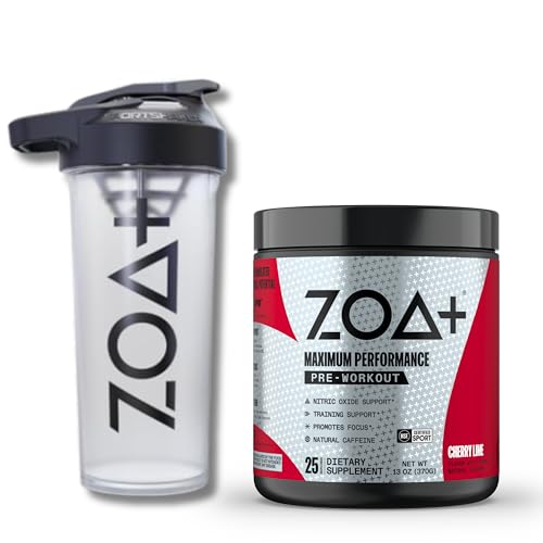 ZOA+ Pre-Workout Powder & Shaker Bottle Bundle, Cherry Limeade ZOA uk supplements