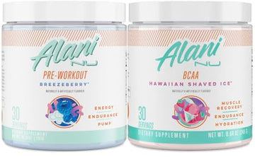 Alani Nu Breezeberry Pre Workout and BCAA Hawaiian Shaved Ice Post Workout Powder Alani Nu uk supplements