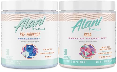 Alani Nu Breezeberry Pre Workout and BCAA Hawaiian Shaved Ice Post Workout Powder Alani Nu uk supplements