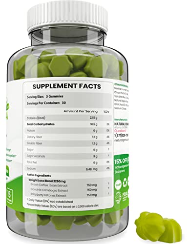 Fat Burning Gummies Pure Extract Garcinia Cambogia, Green Coffee, Raspberry Ketones NATURALGENIUS uk supplements