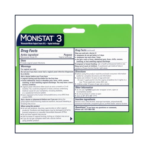 MONISTAT 3 Cream PREFILLED 1EA J&J Consumer Sector Birsppy uk supplements