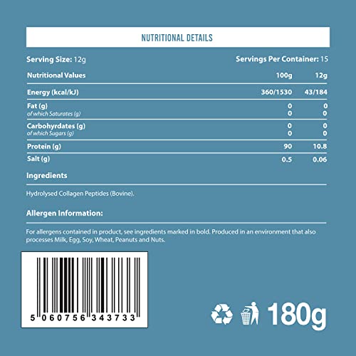 Warrior Collagen Peptides - Collagen Powder - 180g - Made from Premium Bovine Hydrolysed Collagen Warrior uk supplements