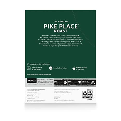 Starbucks K-Cup Coffee Pods—Medium Roast Coffee—Pike Place Roast for Keurig Starbucks uk supplements