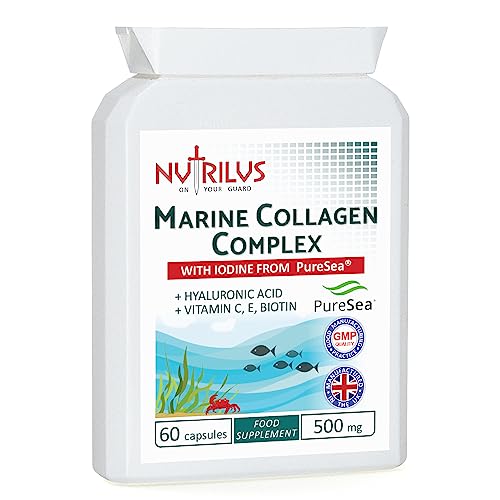 Marine Collagen Complex 60 Capsules 500mg with PureSea Seaweed Providing Iodine Nutrilus uk supplements