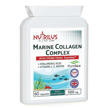 Marine Collagen Complex 60 Capsules 500mg with PureSea Seaweed Providing Iodine Nutrilus uk supplements