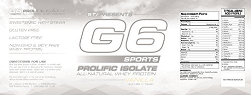 G6 Sports Nutrition Prolific Isolate All Natural Whey Protein Isolate Gluten Free, Lactose G6 Sports uk supplements