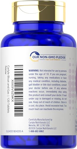 Carlyle Bloat & Gas Support for Men & Women | 120 Tablets | Extra Strength Pills | Supplement Carlyle uk supplements