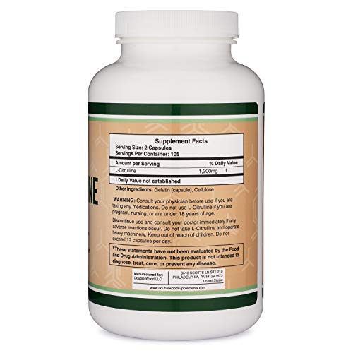 L Citrulline Capsules 1,200mg Per Serving, 210 Count (L-Citrulline Increases Levels Double Wood Supplements uk supplements