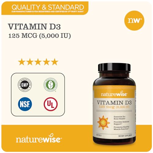 NatureWise Vitamin D3 5000iu (125 mcg) Healthy Muscle Function, and Immune Support NatureWise uk supplements