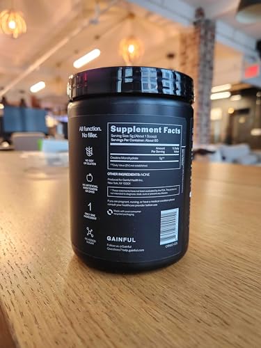 Gainful Creatine Powder, Post Workout Amino Acid Supplement, Muscle, Energy & Focus Support, 5g Creatine Monohydrate, Unflavored, 60 Servings Gainful uk supplements