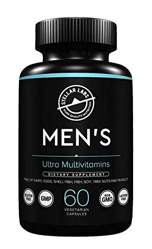 Stellar Labs Men's Low FODMAP Vegan Daily Multivitamin, No Iron | Easy On Sensitive Stomachs, Easy to Swallow Vitamins | Stellar Labs uk supplements