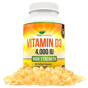 Vitamin D 4,000 IU Softgels, Maximum Strength Vitamin D3 Supplement, 365 Easy to Swallo Vita Premium uk supplements
