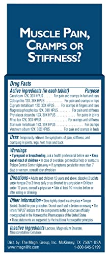 MagniLife Muscle Cramp Pain Relief Quick-Dissolve Tablets, 125 Count, Quinine-Free Homeopathic Medicine for Leg, Foot, Hip, Joint & Back Pain Relief, Helps Ease Muscle Ache, Cramping & Stiffness MagniLife uk supplements