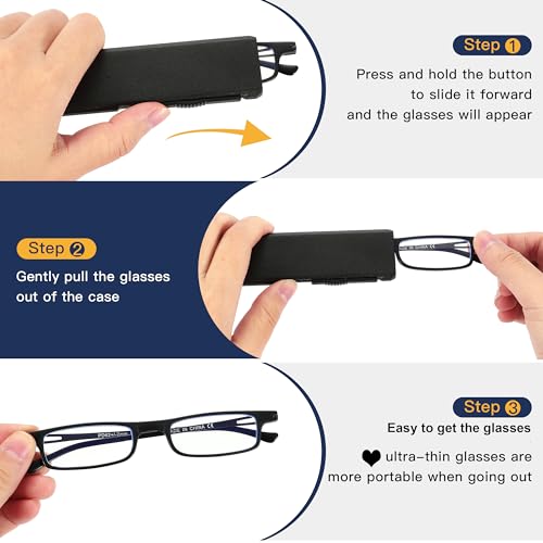 TOVEEN 2 Pack Compact Reading Glasses Anti Blue Light UV, Ultra-thin Slim TR90 Readers TOVEEN uk supplements