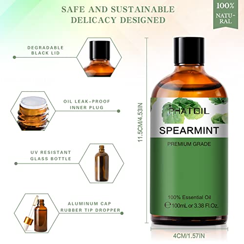 PHATOIL Spearmint Essential Oil 100ML, Pure Premium Grade Spearmint Essential Oils PHATOIL uk supplements