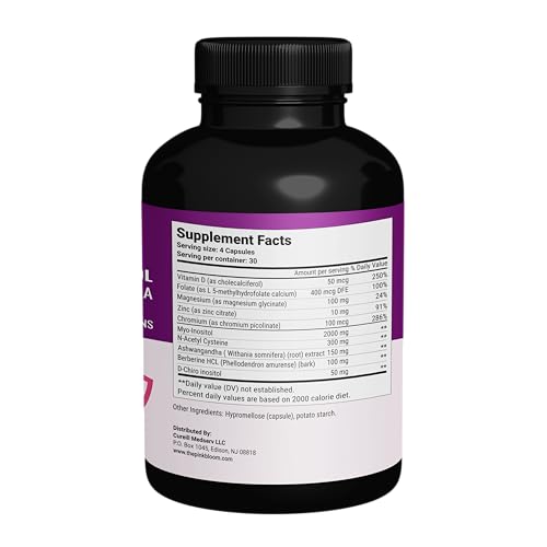 The Pink Bloom Myo & D-Chiro Inositol 40:1 Ratio – 120 Capsules | Myo Inositol Supplement for Women with Vitamin D, Ashwagandha, Folate & Zinc | Supplement for Hormone Balance & Ovarian Health The Pink Bloom uk supplements