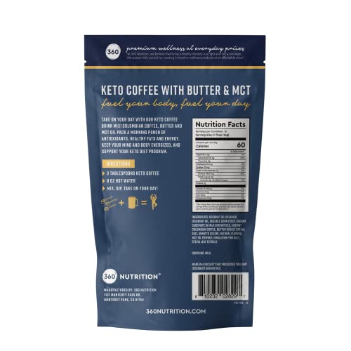 360 Nutrition Instant Keto Coffee with MCT Oil, Coconut Oil, Sweetened, Gluten Free 360 Nutrition uk supplements