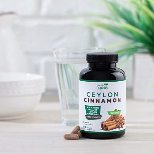 Pure Ceylon Cinnamon Capsules - Certified Organic Cinnamon Pills, Non-GMO, Dairy & Gluten Health Nutrition Naturals uk supplements