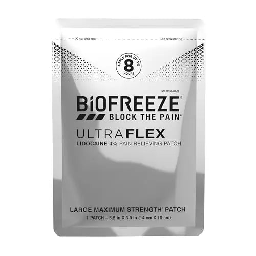 Biofreeze Ultraflex Maximum Strength 4% Lidocaine Patches, Non-Menthol, Flexible Pain Relief Patch for Lower Back, Lidocaine Patch for Neck, Knee, Shoulder, 4 Large Pain Patches Biofreeze uk supplements