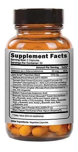 Suzy Cohen Joint Script Joint Support Supplement with Hyaluronic Acid, C3 Curcumin Turmeric Extract, MSM, Collagen Peptides, Ginger, and Boswellia for Maximum Flexibility, Tendon and Cartilage Health Script Essentials uk supplements