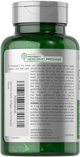 Odorless Garlic Softgels | 250 Count | Ultra Potent Garlic Extract | Non-GMO & Gluten Free Horbäach uk supplements