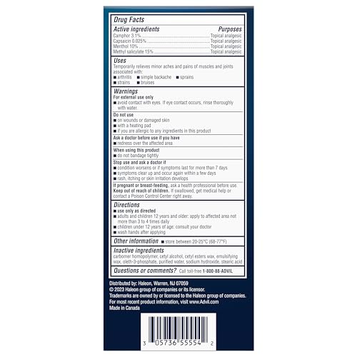Advil Targeted Relief Pain Relieving Cream, Up to 8 Hours of Powerful Relief of Minor Arthritis Pain, Joint Pain, Lower Back Pain and Muscle Pain - 2.3 oz Advil uk supplements