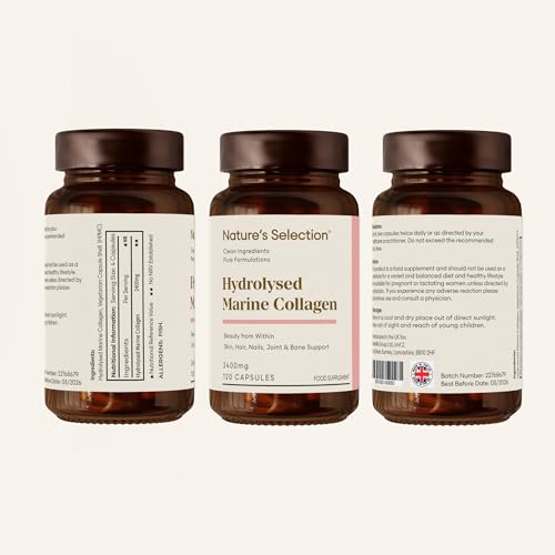Pure Hydrolysed Marine Collagen Capsules 2400mg - Collagen Tablets High Strength Collagen Nature's Selection uk supplements