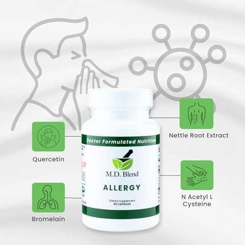 M.D. Blend Nature’s Biotic & Allergy Expert Bundle for Immune Support, Seasonal Allergy Relief, Respiratory Wellness, Quercetin and Bromelain, NAC Nettle Root Vitamins & Minerals Plant-Based Capsules M.D. Blend uk supplements
