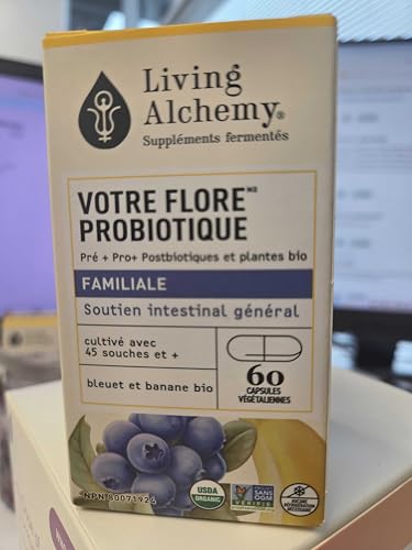 Your Flora Probiotic Family – Non-GMO Probiotics with Fermented Soybean, Banana, & Blueberry for Digestion & Gut Support – Prebiotics, Postbiotics, Digestive Enzymes – Living Alchemy, 60 Capsules Living Alchemy uk supplements