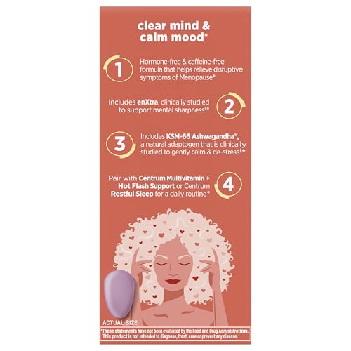 Centrum Clear Mind and Calm Mood Menopause Support Tablets, with Clinically Studied enXtra, 30 Count Centrum uk supplements