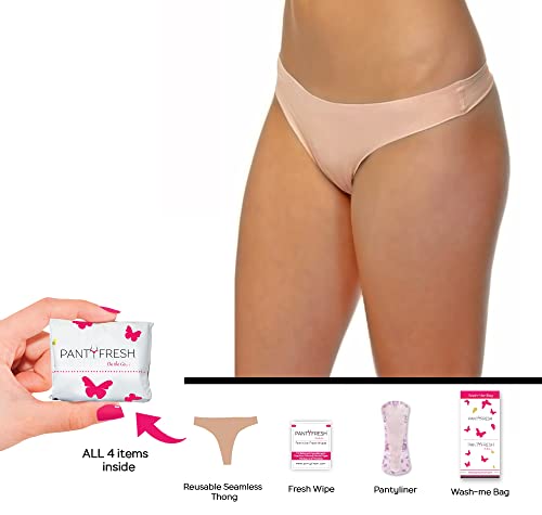 to-Go Panty Kit Includes 4 Items Seamless Thong Underwear Fresh Wipe Pantyliner & Washbag Travel Panty Fresh uk supplements