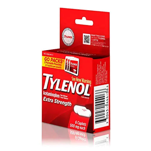 Tylenol Extra Strength 500 mg Acetaminophen Caplets, Pain Reliever & Fever Reducer, Acetaminophen for Minor Arthritis Pain, Headache, Backache & Menstrual Pain Relief, Travel Size, 6 Ct Tylenol uk supplements