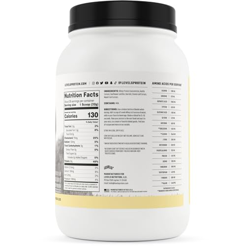 Levels Grass Fed 100% Whey Protein, No Hormones, Vanilla Bean, 2LB Levels Nutrition uk supplements