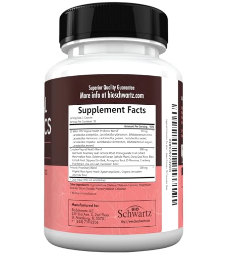 16in1 Vaginal Probiotics for Women (10 Powerful Strains + Organic Prebiotics) BioSchwartz uk supplements