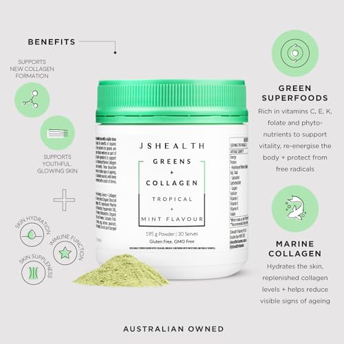 JSHealth Super Greens Powder - Greens & Collagen Powder - Superfood Powder with Marine Collagen Peptides JSHealth uk supplements