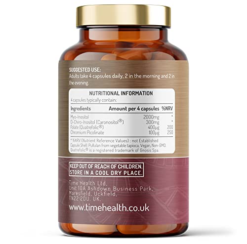 Inositol Complex | PCOS Support | 180 Capsules | Myo & D Chiro-Inositol, Folate & Chromi Time Health uk supplements