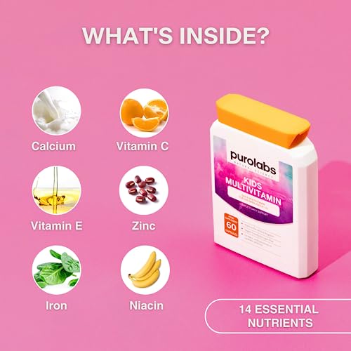 Kids Vitamins - Multivitamin for Kids with Calcium, Zinc, Iron, Vitamin C, B12, D3 and More Purolabs uk supplements