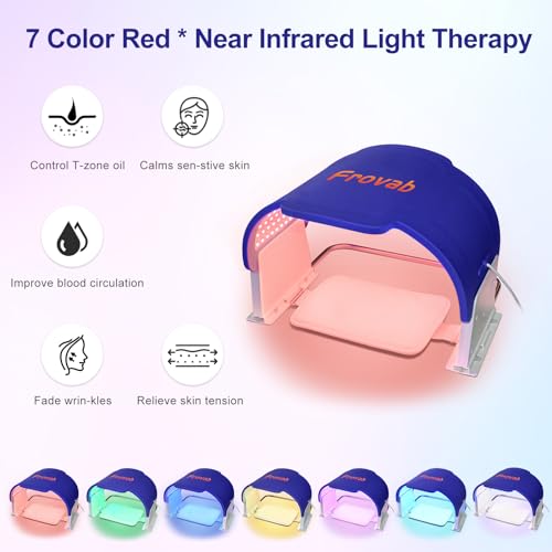 Frovab 7 in 1 Colors LED Light Therapy Mask, Red & Blue Face Mask Light Therapy, Portable & Flexiable Frovab uk supplements