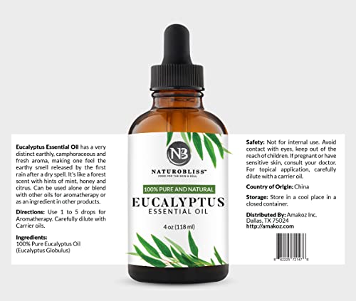 NaturoBliss 100% Pure Natural Undiluted Eucalyptus Essential Oil (4oz) Premium Therapeutic Grade NaturoBliss uk supplements
