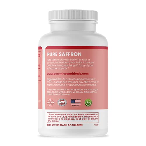 Saffron Supplements - 100% Pure Saffron Extract Capsules - Boost Energy & Mood Pure Micronutrients uk supplements