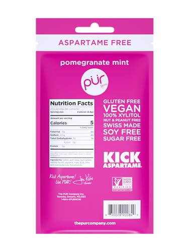 PUR Gum | Aspartame Free Chewing Gum | 100% Xylitol | Natural Pomegranate PUR uk supplements