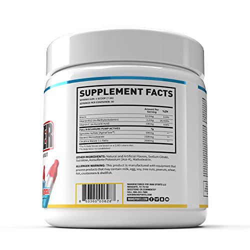 MAN Sports Pump Powder Blue Bombsicle - Stimulant Free Pre Workout Drink MAN Sports uk supplements