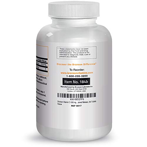 Bronson Vitamin C 1000 mg with Rose Hips Sustained Release, 250 Tablets Bronson uk supplements
