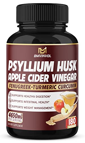 BMVINVOL Psyllium Husk Fiber Supplement 4650mg - Apple Cider Vinegar, Fenugreek BMVINVOL uk supplements