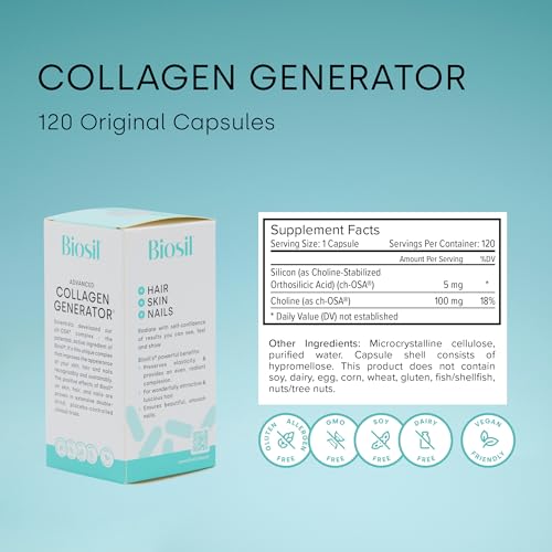 Biosil Collagen Generator - 120 Capsules - with Patented ch-OSA Complex - Generates & Protects Your Own Collagen BioSil uk supplements