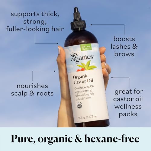 Sky Organics Organic Castor Oil (16 oz) USDA Certified Organic, 100% Pure, Cold Pressed Sky Organics uk supplements
