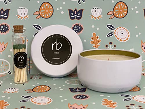 Rosbas Candle, Fraser Fir Scented, Natural Soy Wax, White Metallic Tin, 6 oz, Cotton Wick, Long Burn Time rosbas uk supplements