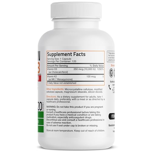 Bronson Vitamin K2 (MK7) with D3 Extra Strength Supplement Bone and Heart Health Non Bronson uk supplements